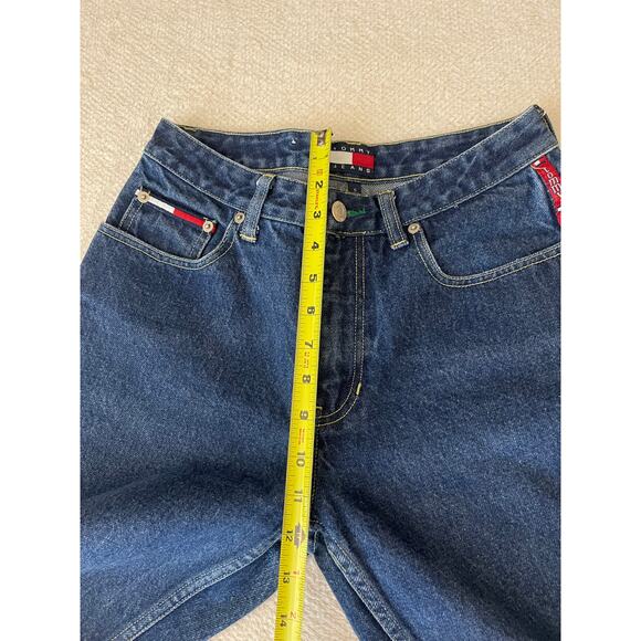 VTG Tommy Hilfinger Women's 70's Chic Logo Sides High Rise Boot Cut Blue Jeans 5 - Picture 15 of 16